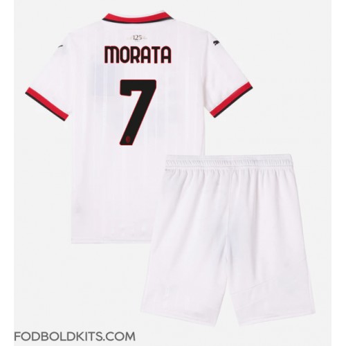 AC Milan Alvaro Morata #7 Udebanesæt Børn 2024-25 Kortærmet (+ Korte bukser)